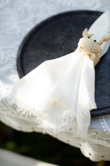 The Fringed Linen Napkins in Seashell